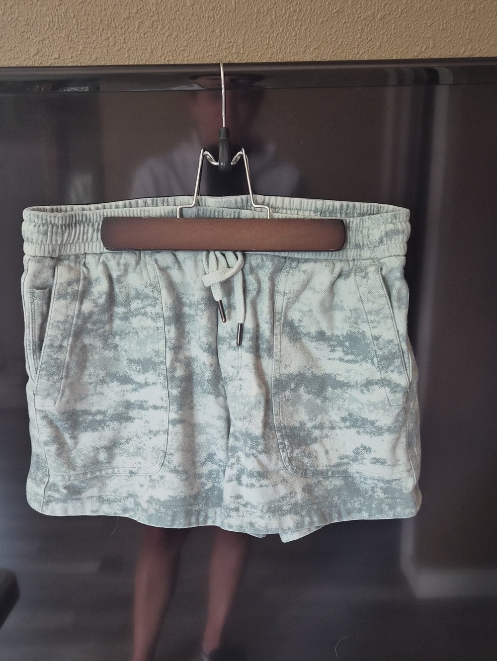 Athketa FALLON Light Aqua Tie-Dye Terry Cloth Shorts Womens
